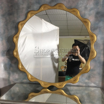 80cm new French round wall-mounted mirror Bathroom bedroom sink sink sink mirror Hotel dresser makeup mirror