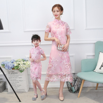 Parent-Child Dress Cheongsam 2021 Summer Women Improved Dress Female Women Young Girls New Children Girl Skirt