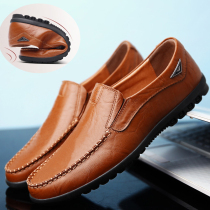 2022 New spring British business bean shoes leather shoes lazy soles soft sole breathable shoes mens casual shoes tide