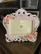 Farm house Versailles series resin gift relief craft pink rose photo frame