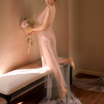 Sex pajamas passion transparent tulle tease seduction Sexy mesh yarn large size fat MM show ancient underwear women