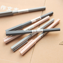 Korean stationery full needle tube Black Signature Pen student water pen 0 5mm simple solid color hexagonal bar gel pen