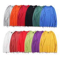 High Street Foundation Light board round neck solid color cotton multicolor base shirt long sleeve T-shirt men and women can be customized DIY class uniforms
