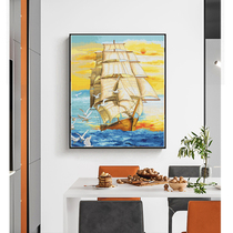 ABV Old three cross stitch cotton thread embroidery precision printing sea sailing sailing scenery is smooth sailing