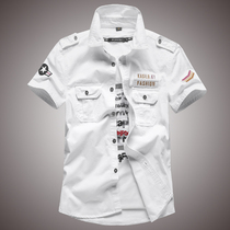 World War II German military uniform pilot shirt male cotton World War II classic short-sleeved shirt male Navy Germany