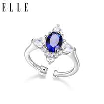 ELLE sapphire ring niche design light luxury senior sense fashion personality open ring sterling silver color treasure food finger ring