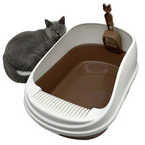 Thickened Plastic T Large Cat Toilet Solid Removable Wash Super Large Size Cat Litter Basin Semi Enclosed Splash Cat Litter Basin
