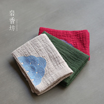 Yan Xiangfang tea towel cotton linen tea cloth absorbent thick towel Chinese style Zen embroidery tea table Rag