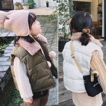 The city of beautiful girls baby thickened down cotton vest winter new childrens clothing Lamb hair collar foreign gas
