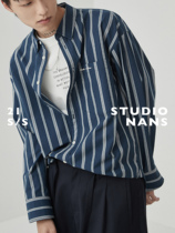 (NANS) Grinding Sensation Retro multicolored textured striped embroidered profile shirt STRIPED SHIRT