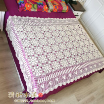 Fresh water lotus handmade crochet European and American style rural Chinese retro cotton semi-transparent finished curtain crochet bed cover
