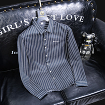 LORK & DEEM Locktimon Striped Shirt Men's Spring Long Sleeve Premium Shirt Korean Fashion Joker