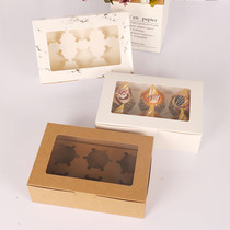 White Card PET Open Window 6 Grain Dress Without Carry-upcake Cupcake Cupcake Box Egg Tart Box West Point Box Baking Packaging
