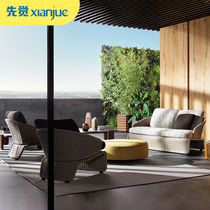 Outdoor rattan chair sofa coffee table combination Nordic original designer outdoor leisure open-air balcony model room SOFA