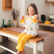 eloodoca childrens pajamas thin cotton girl home clothing set little girl spring and autumn girl big child long sleeve