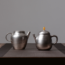 Wu Zhenyun made a jade button silver color bubble teapot Japanese small ceramic pot antique kung fu tea set single pot for one person