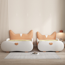 Anti-collision childrens bed Corgi puppy Cartoon Creative Child bed boy single bed 1 5 meters soft bag bed with guardrail