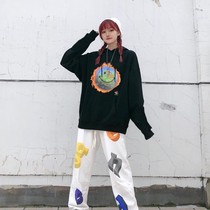 Travis same Scott album limited smiley face Earth TS loose casual hooded clothes men fog High Street tide