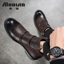 High-Help Shoes Men Casual Men Shoes Martin Boots Inn Frost Shoes Cover Snow Boots Black Zipper Shoes