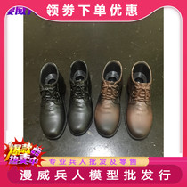 1 6 soldiers high-top straight-plug black shoes brown leather shoes high quality soldiers doll accessories leather shoes spot