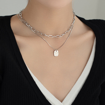 ins hip hop letter titanium steel square brand necklace female cold wind personality summer wild niche design sense choker