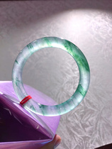 Natural Burmese ice species floating blue flower jade bracelet round bar old pit floating blue imperial concubine jade bracelet pendant female models with certificate