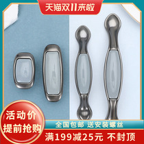 Hole distance 32 96 128 European ceramic wardrobe door handle Mediterranean gray blue cabinet drawer single hole handle