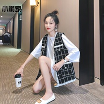 Little Elu 2021 autumn tweed pocket vest jacket fashion small fragrant wind cardigan foreign sleeveless