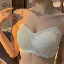 Strapless bandeau underwear womens summer thin non-slip small chest gather invisible underwire bra without marks wrapped bra