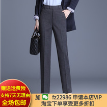 Suit pants womens 2020 autumn and winter new high-waisted straight tube thin and capable temperament micro-elastic professional commuter womens trousers