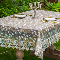 Thai embroidery tea table tablecloth European lace Dining table tablecloth Fabric cover cloth Bedside table Glass yarn Round table small tablecloth