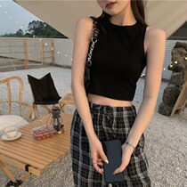 Vanya black hanging vest woman summer fit design feels sweet sleeveless and hit a short coat