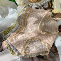 Sexy lace panties womens ultra-thin hot temptation pure cotton antibacterial bottom crotch mid-waist seamless womens briefs large size