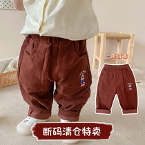 Boy pants autumn 2021 new spring and autumn baby casual pants baby trousers low waist elastic tide out