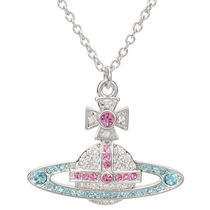 Queen of the West diamond-encrusted Saturn necklace plated with real gold LOGO Europe and the United States ins tide jewelry Vivian multicolor necklace