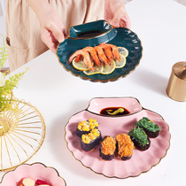 High Face Value Dumplings Plate With Vinegar Dish Square Eating Water Dumplings Shell Pan Home Phnom Penh Ceramic Light Lavish Sushi Saucer Dish