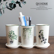 Nordic green ceramic wash cup couple mouthwash cup set a pair of toothbrush cups home simple dental Cup four pieces