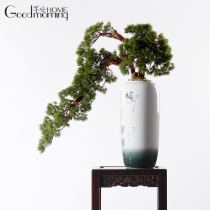 New Chinese Bonsai Solid Wood Simulation Green Planting Greet Guests Pine Pendulum Pieces Living Room Bookhouse Furniture City Hotel Soft Assembly Ornaments