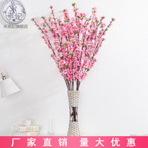 Simulation peach blossom branch fake plum blossom simulation cherry blossom branch plastic flower fake flower living room decoration dry bouquet ornaments