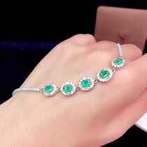 Light extravagant new wave noble green treasure 4 * 5mm natural progenitor green bracelet S925 pure silver personality gorgeous live supply