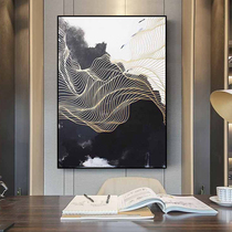 Hand-painted Oil Painting New Chinese Abstract Lingo Gold Thread Zen ink Ink Decoration Painting Xuanguan Living Room Background Wall Hanging Painting