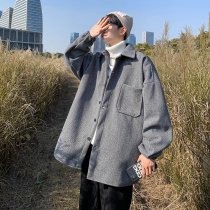 Autumn men's woolen coat men ins Korean fashion woolen coat casual ruffian handsome Joker jacket men