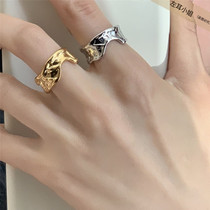 Irregular lava opening ring female European and American minimalist High sense 100 hitch 18K gilded ring 2021 new wave