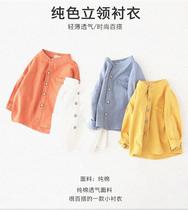 Boys long-sleeved shirt 2020 spring new cotton childrens clothing baby shirt Korean childrens stand-up collar shirt tide 3