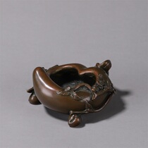  Old Tibetan copper Shuangfu holding Shou Shou peach-shaped incense burner H-1206