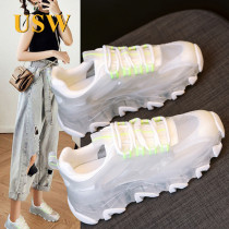 Small white shoes women 2021 Summer new thin net face breathable thick bottom hyperfire inner heightening ins 100 lap old daddy shoes