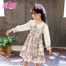 Girls long-sleeved dress in big childrens foreign-style princess dress 2021 spring new childrens Lolita skirt Korean version