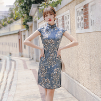 Silk cheongsam 2021 new young girl modified version short temperament high-end Noble Chinese style summer