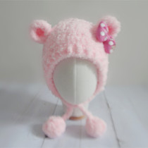 Baby hat autumn and winter thick velvet cotton cute ear cap men and women baby pullover ear cap INS Korean version super cute