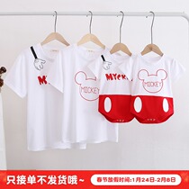 One hundred days parent-child outfit a family of three babies full moon summer outfit 2021 new family Mickey mother-child T-shirt mother-and-woman dress